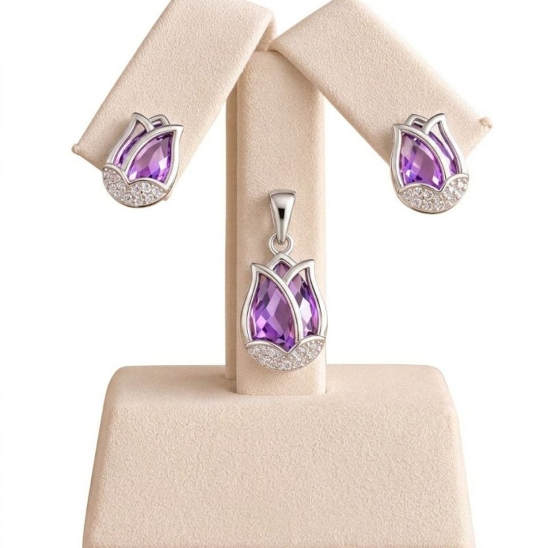 Set de aretes y dije de tulipán