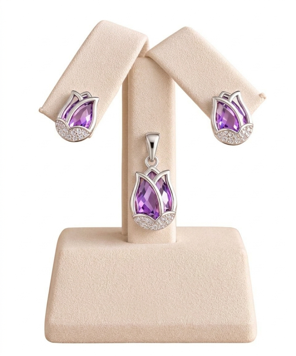 Set de aretes y dije de tulipán