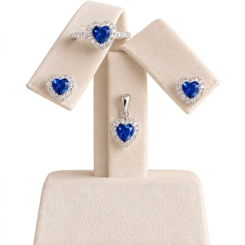 Set de aretes dije y anillo de corazón
