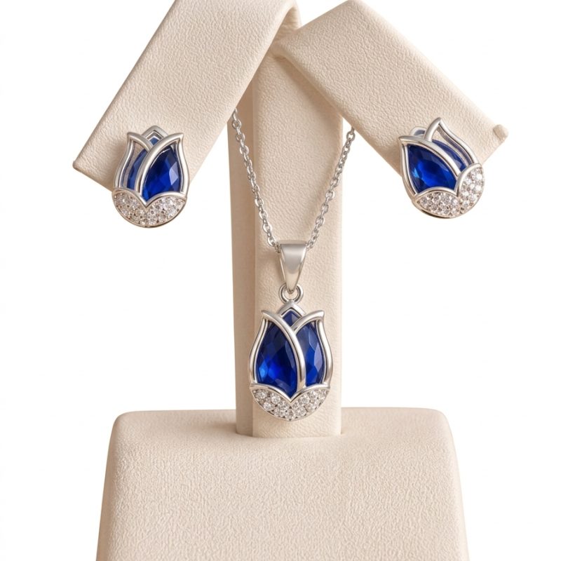 Set de aretes y dije de tulipán