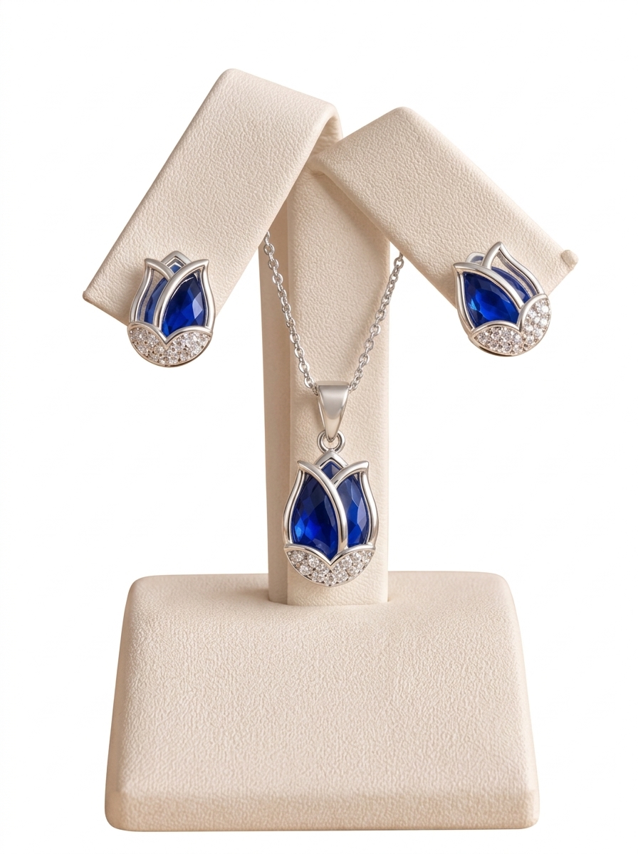 Set de aretes y dije de tulipán