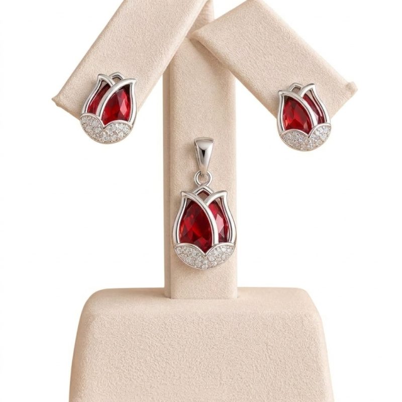 Set de aretes y dije de tulipán