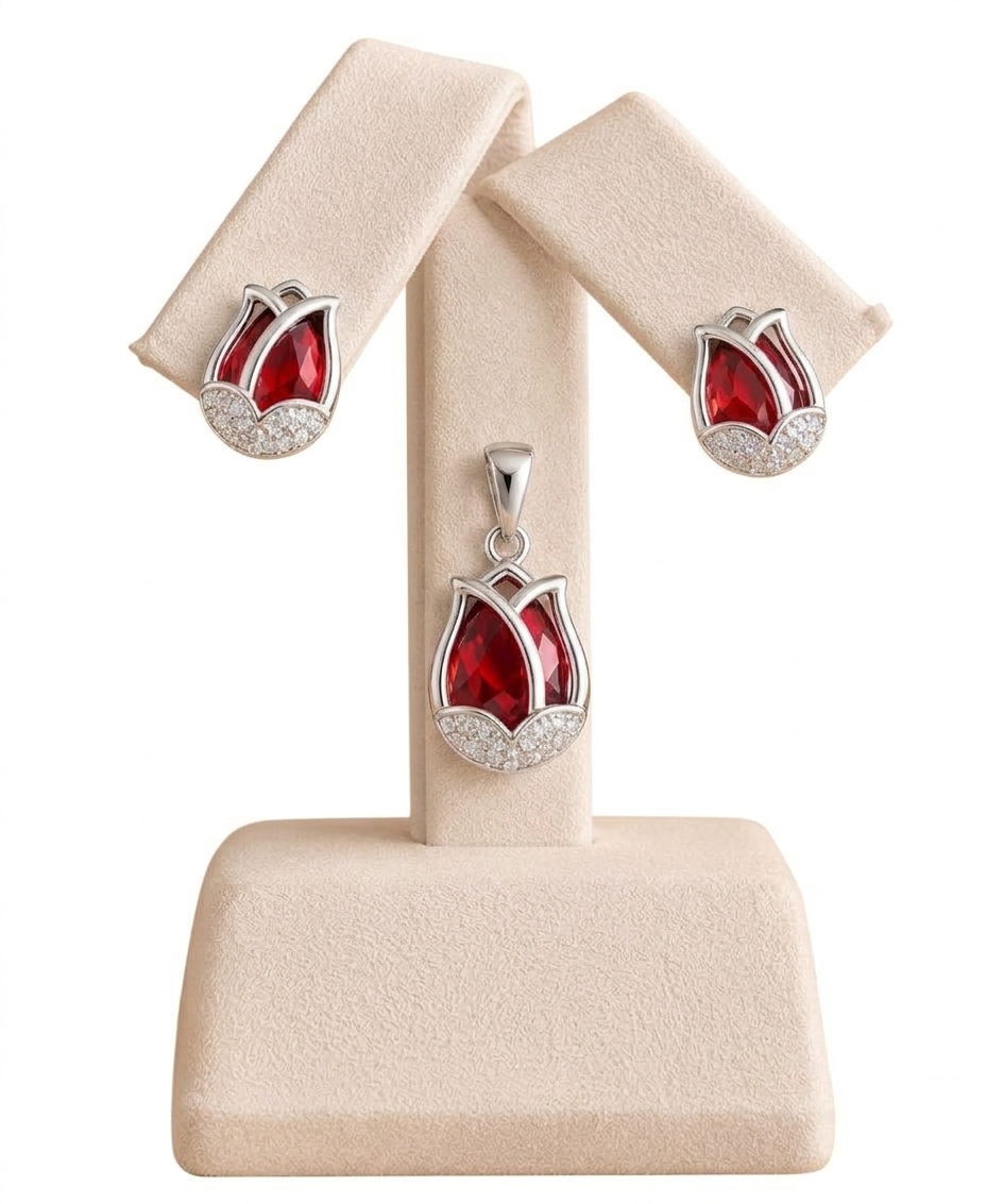 Set de aretes y dije de tulipán