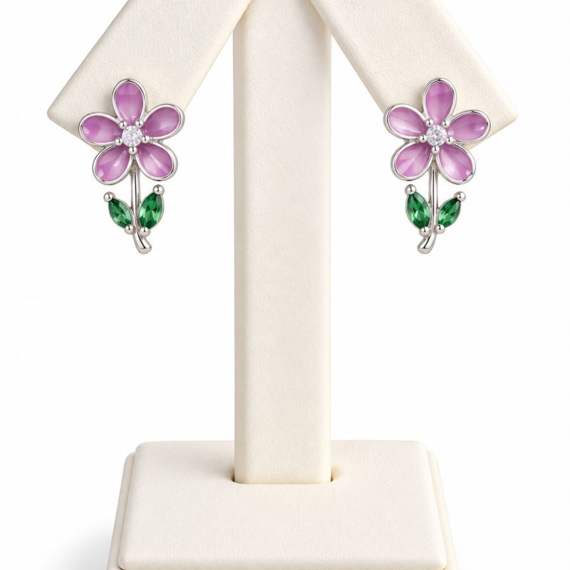 Aretes de flor morada
