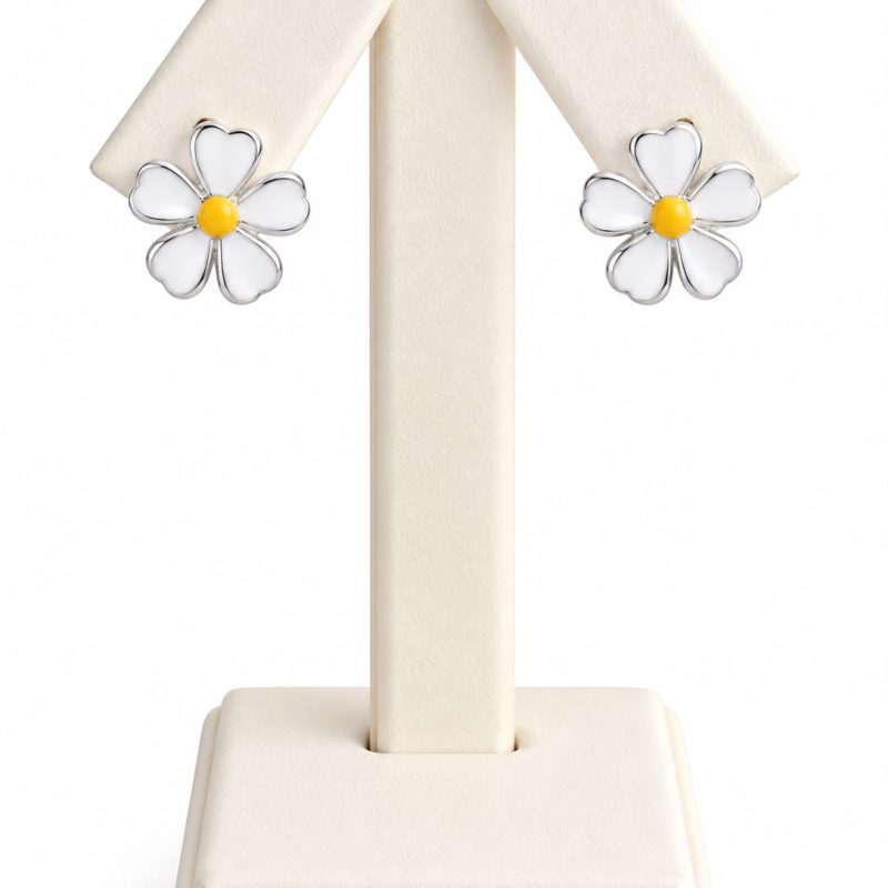Aretes de girasol blanco