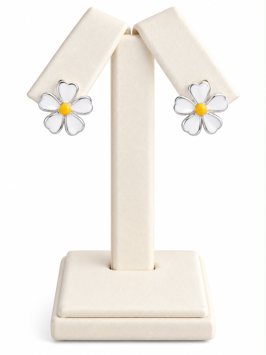 Aretes de girasol blanco