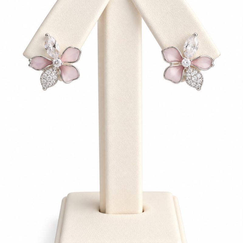 Arete de flor rosada